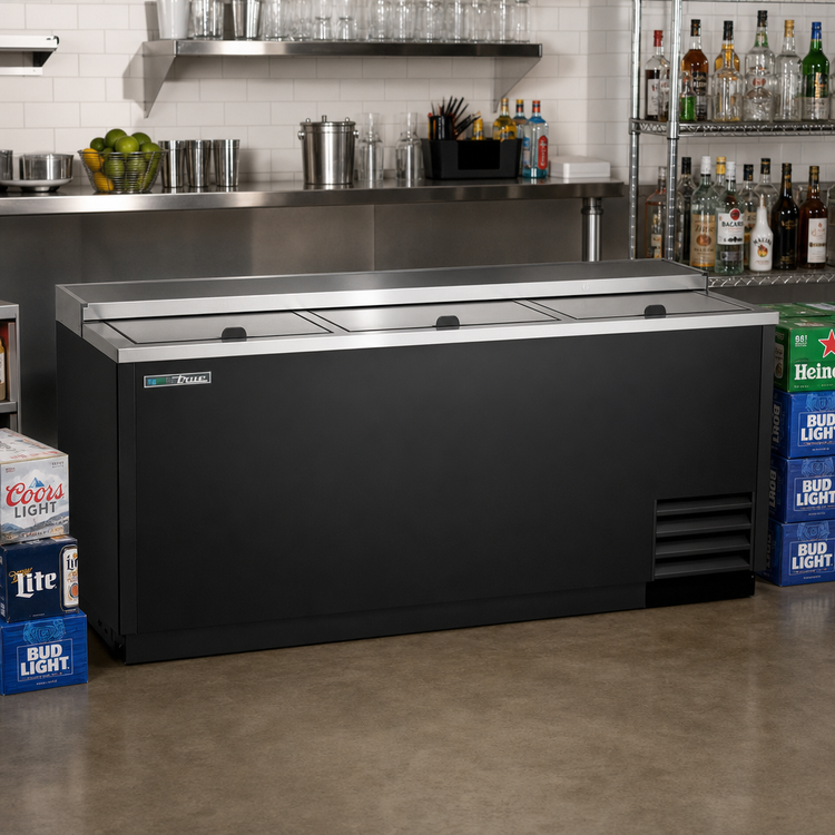 Product image #2 for True Floor Model Flat Top Bottle Cooler with Stainless Steel Top and 30-Case Bottle / 42-Case Can Capacity