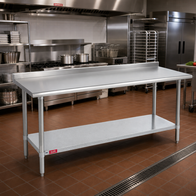 Product image #2 for Duke 120-Inch x 30-Inch Stainless Steel Work Table with 1-1/8-Inch Riser and Galvanized Undershelf