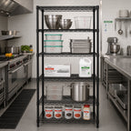 Thumbnail image #2 for Quantum WR86-2124BK-5 Wire Shelving Starter Unit, 24"W x 21"D x 86"H, 5 Shelves, Black Epoxy Finish