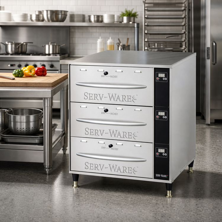Product image #2 for Serv-Ware 3-Drawer Electric Drawer Warmer with LED Digital Controls