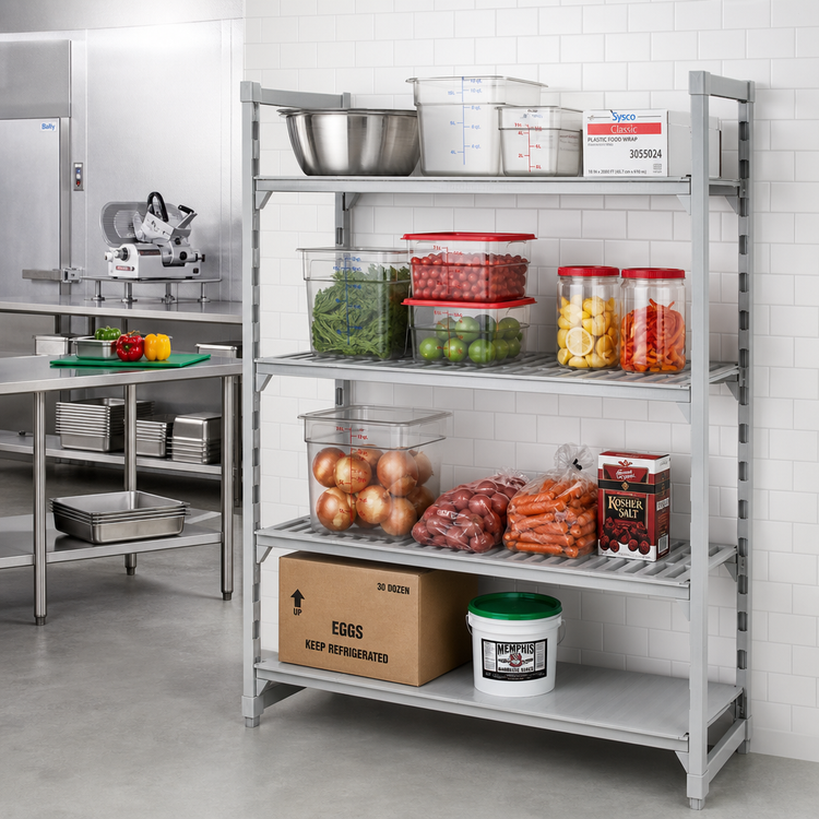 Product image #3 for Camshelving Premium 18 x 54 x 84-Inch 4-Shelf Vented and Solid Stationary Add-On Polymer Shelving Unit