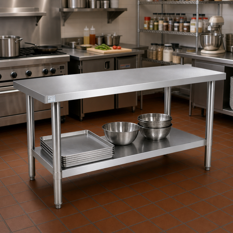 Product image #2 for Klinger's Trading 72-Inch x 24-Inch 16-Gauge Stainless Steel Work Table with Undershelf