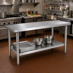 Thumbnail image #2 for Klinger's Trading 16GA-AST2472 72 x 24 x 36 Inch Stainless Steel Work Table, 16-Gauge 430 Top, Flat Top, Undershelf