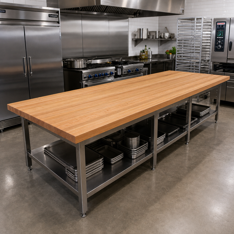 Product image #2 for John Boos Appalachian Red Oak Full-Length Edge Grain Island Countertop, 144 x 48 x 1-3/4 Inch Thick