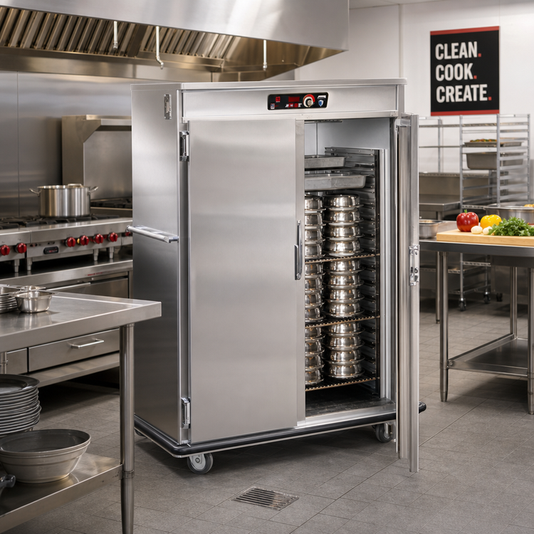 Product image #2 for Ultra-Universal Mobile Heated Banquet Cabinet, 54 Inch Wide, Double Door, 96-120 Plate or 64 GN Pan Capacity