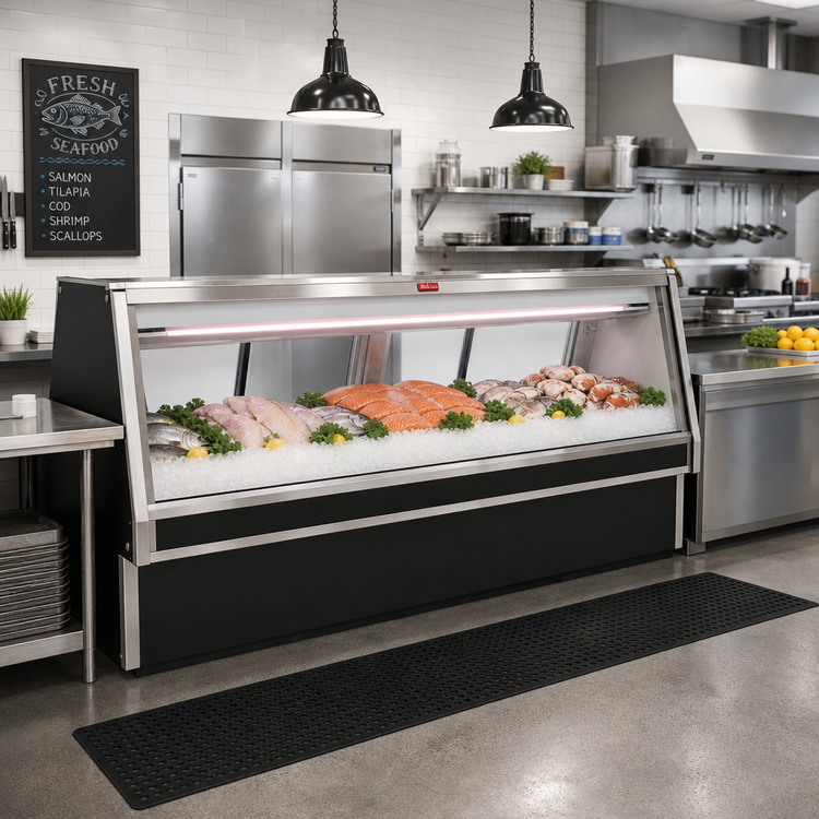 Product image #2 for Howard-McCray 34E Series Remote Refrigerated Fish/Poultry Service Case, 52-1/2 Inch Endless Design, LED, Black Exterior/White Interior