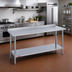 Thumbnail image #2 for Duke 144-Inch x 30-Inch Stainless Steel Work Table with 1-1/8-Inch Straight Riser and Undershelf