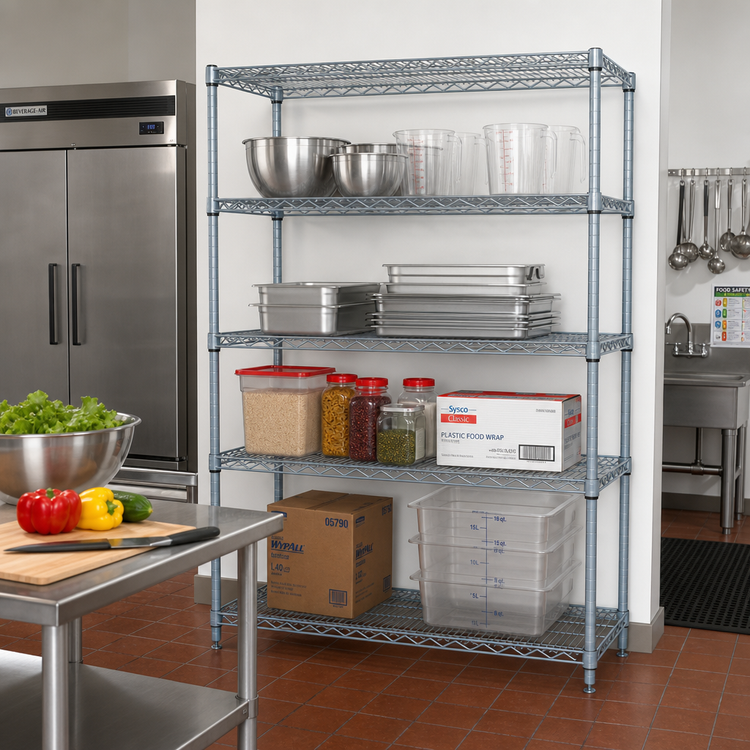 Product image #2 for Quantum Gray Epoxy Wire Shelving Starter Kit, 72 x 36 x 54 in, 4 Shelves, 600-800 lb. Capacity