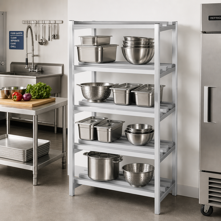 Product image #2 for Lifetime Tough 4-Shelf Channel Style Aluminum Dunnage Shelving Rack, 54W x 24D x 64H