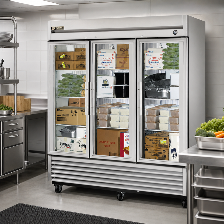 Product image #2 for True 3-Section Reach-In Glass Door Freezer with Triple-Pane Doors, -10°F, Self-Contained Bottom-Mount Refrigeration