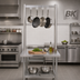 Thumbnail image #2 for BK Resources 60-Inch Stainless Steel Adjustable Table-Mount Pot Rack with 5 Double-Prong Hooks