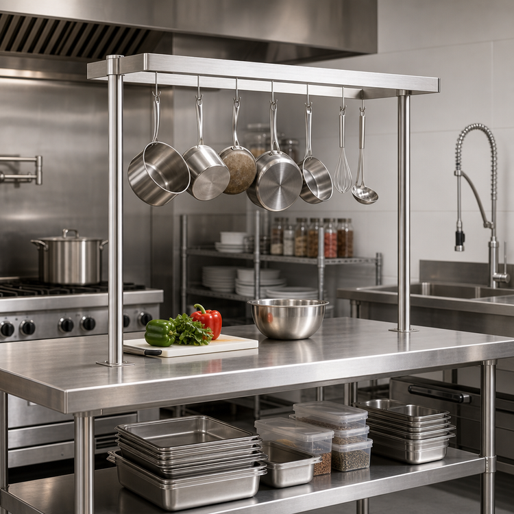 Product image #3 for 72-Inch Table-Mounted Adjustable Stainless Steel Commercial Pot Rack