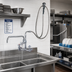 Thumbnail image #2 for Big-Flo 8-Inch Wall Mount Pre-Rinse Mixing Faucet with 12-Inch Swing Nozzle and 104-Inch Hose