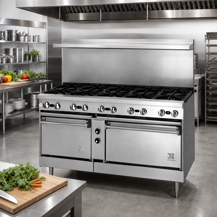 Product image #2 for Jade Range Bistro JBR-12 72-Inch 12-Burner Gas Restaurant Range with Cabinet Base