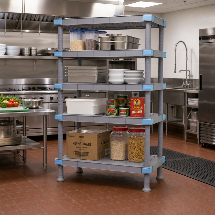 Product image #2 for Quantum Millenia 60"W x 21"D x 74"H Gray Polymer Shelving Unit with 5 Shelves and Dunnage Stand