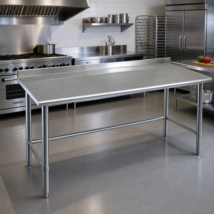 Product image #2 for Eagle Spec-Master 144" W x 24" D Stainless Steel Work Table with Rear Upturn and Tubular Base