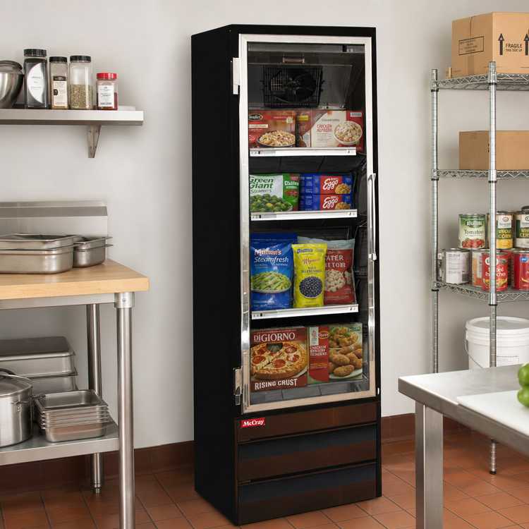 Product image #2 for Howard-McCray 22 Cu. Ft. One-Section Bottom-Mount Glass Door Frozen Foods Merchandiser Freezer, Black