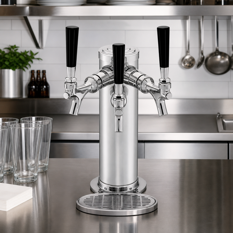Product image #2 for Perlick 3-Faucet Air-Cooled Countertop Draft Beer Tower, Polished Chrome