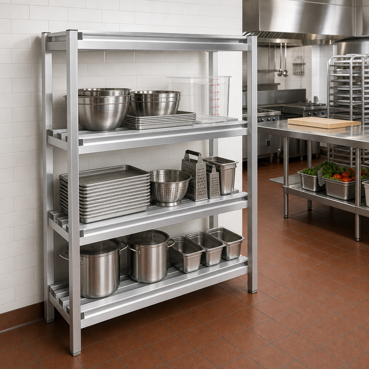Product image #2 for Lifetime Tough Fully Assembled 3-Shelf Aluminum Channel-Style Dunnage Shelving, 72" W x 20" D x 64" H
