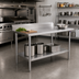 Thumbnail image #2 for John Boos Stallion Stainless Steel Work Table with 5-Inch Backsplash and Adjustable Undershelf, 72W x 24D