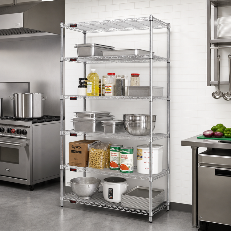 Product image #2 for Eagle Group 60"W x 18"D x 86"H 5-Tier Chrome-Plated Wire Starter Shelving Unit