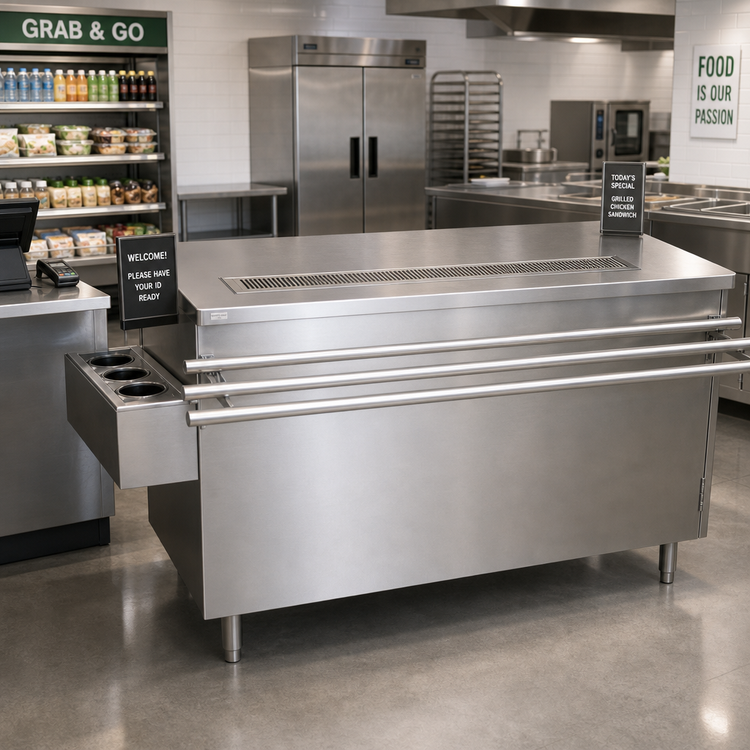 Product image #2 for BK Resources 60 Inch Cashier-Serve Counter with Hinged Doors and Door-Side Urn Trough
