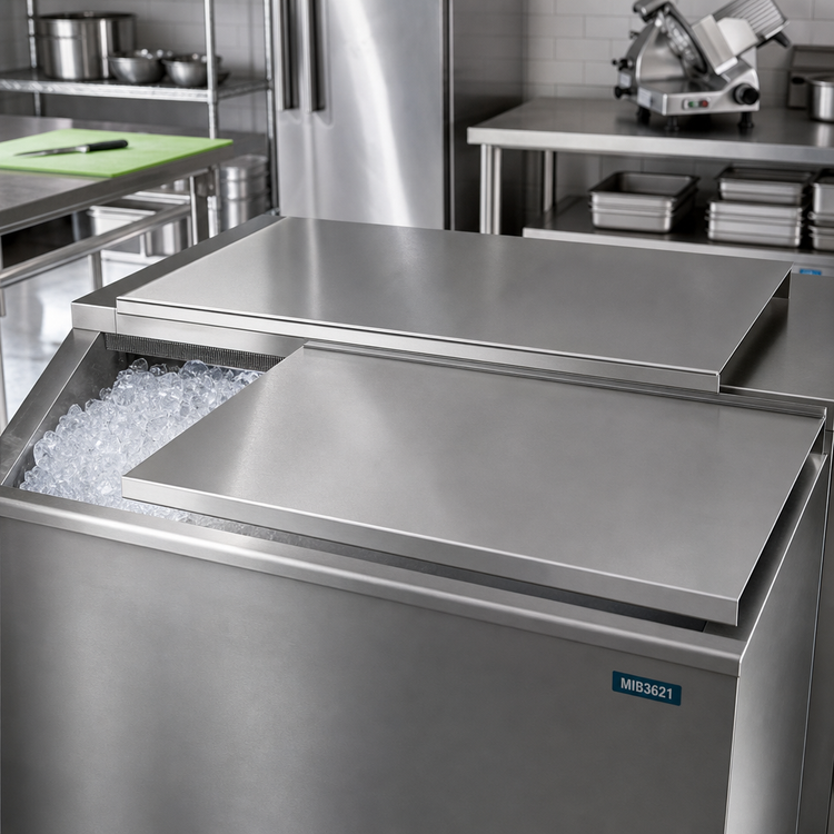 Product image #2 for Klinger's Trading 18-Gauge 304 Stainless Steel Mobile Ice Bin Cover for MIB3621