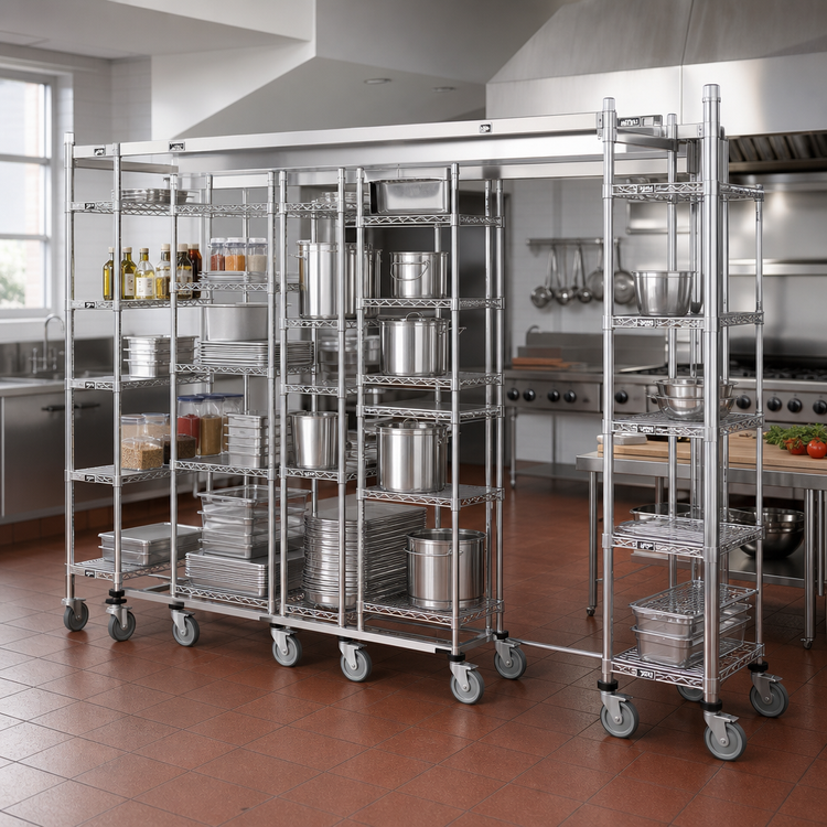 Product image #2 for Metro TOP-TRACK Super Erecta and Super Adjustable 18-Inch Wide Track Shelving Stationary Intermediate Unit Kit with 86-Inch Chrome Posts