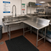 Thumbnail image #2 for Advance Tabco Korner 119-Inch L-Shaped Right-Hand 14-Gauge 304 Stainless Steel Soil Dishtable with Pre-Rinse Sink
