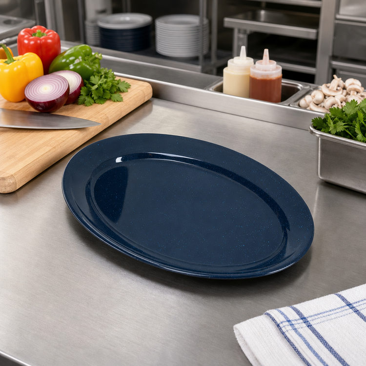 Product image #3 for Dallas Ware® 12" x 8-1/2" Oval Melamine Platter, Café Blue