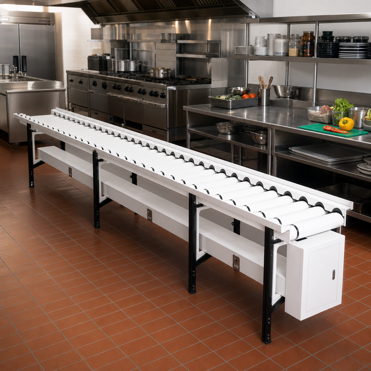 Product image #2 for Dinex DXIESR12 12 ft. PVC Roller Tray Make-Up Conveyor