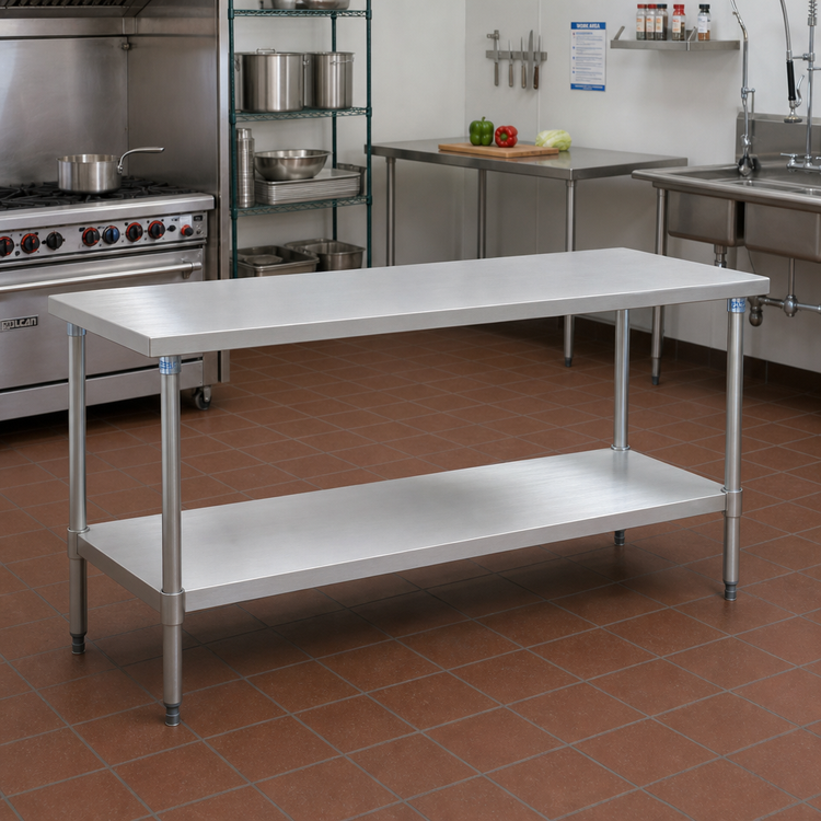 Product image #2 for Eagle Group Budget Series 84 Inch x 30 Inch 430 Stainless Steel Work Table with Undershelf