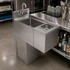 Thumbnail image #2 for BK Resources UBB-18-SS12-GR-PG 12-Inch Underbar Stainless Steel Glass Rinser Hand Sink with Push-Down Rinser and Lead-Free Faucet