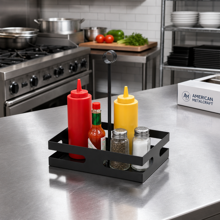 Product image #2 for American Metalcraft Black Rectangular Steel Condiment Rack