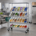 Thumbnail image #2 for Quantum Slanted Shelf Cart with 5 Shelves and 28 Clear Bins, Chrome Plated, 48