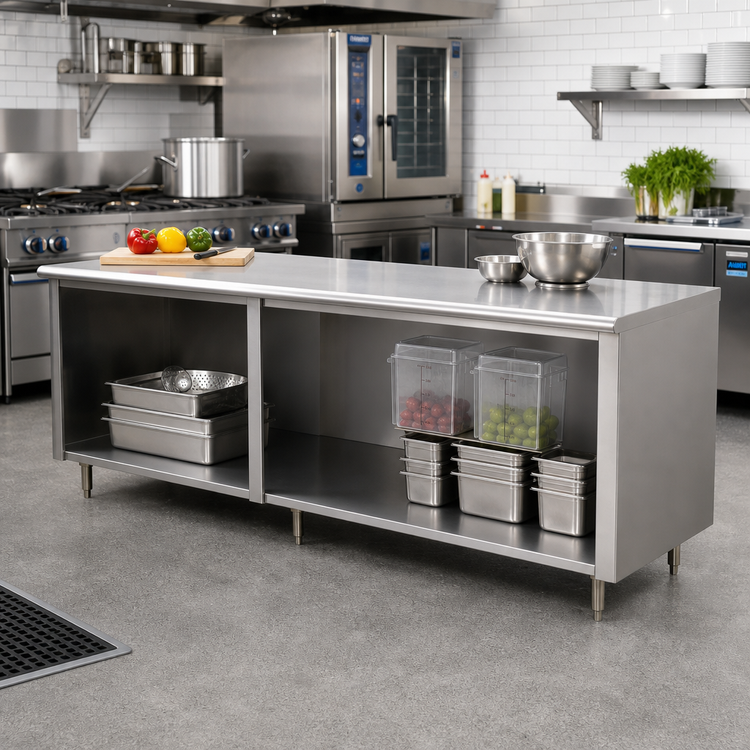 Product image #2 for Advance Tabco Special Value Series 120-Inch x 30-Inch Flat Top Open Base Work Table