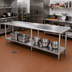 Thumbnail image #2 for Advance Tabco 144 Inch x 24 Inch 14 Gauge 304 Stainless Steel Work Table with 1-1/2 Inch Rear Up-Turn and Adjustable Undershelf