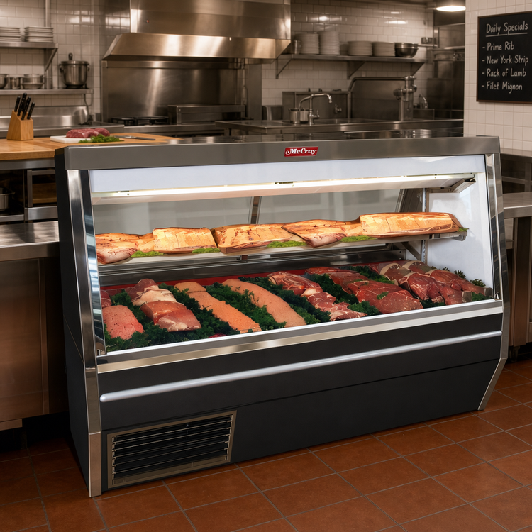 Product image #2 for Howard-McCray 34N Series 144-Inch Double Duty Red Meat Service Case with Straight Glass Front, Self-Contained Refrigeration and LED Lighting