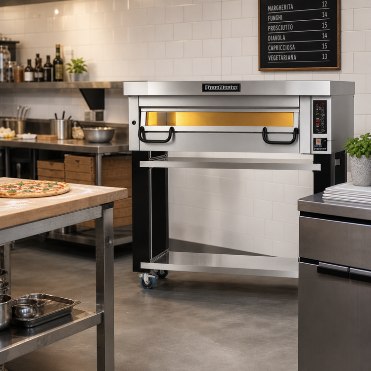 Product image #2 for PizzaMaster PM 911ED Single-Deck Electric Stone Hearth Pizza Oven with Stand, 26.4 x 36.2 in. Baking Surface, 932°F Max
