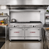 Thumbnail image #2 for Southbend Ultimate 60-Inch Gas Restaurant Range with 4 Star/Sauté Burners, 36-Inch Charbroiler, Convection Oven and Cabinet Base