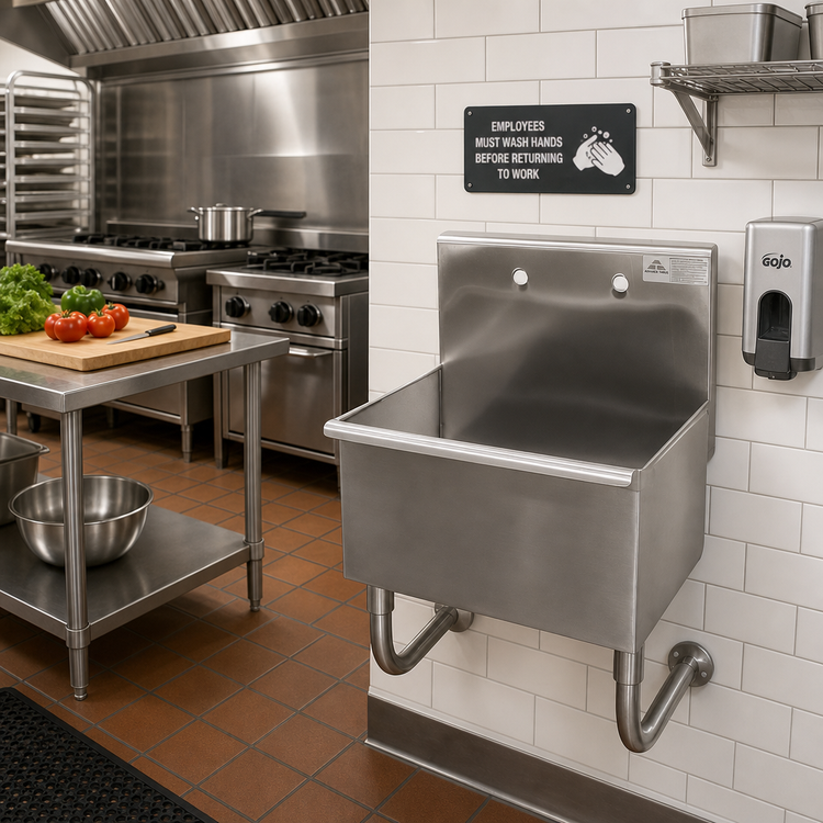 Product image #2 for Advance Tabco Single-Station Wall-Mounted Service Sink, 22 x 19-1/2 Inch, 12-Inch Deep Bowl