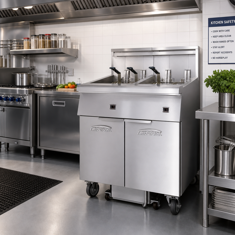 Product image #2 for Imperial 6-Battery Electric Floor Model Fryer with Built-In Space Saver Filter System