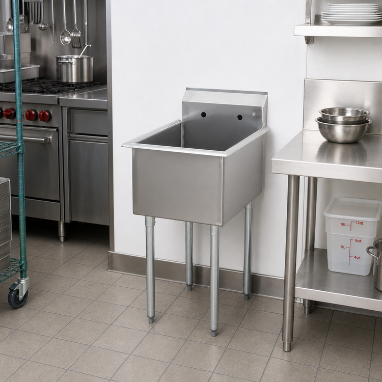 Product image #2 for Sapphire Manufacturing 1-Compartment Budget Sink, 27"W x 27-1/2"D, 24" x 24" x 13" Bowl, Stainless Steel