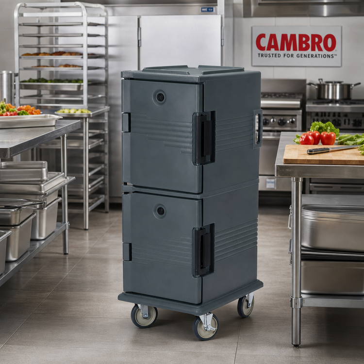 Product image #3 for Cambro Ultra Camcart® Front-Loading Insulated Food Pan Carrier, 60 Qt., Granite Gray
