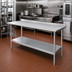 Thumbnail image #2 for Duke 72-Inch x 36-Inch 14-Gauge 300 Series Stainless Steel Work Table with 1-1/8-Inch Straight Riser and Undershelf