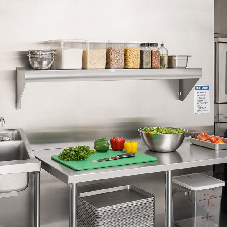 Product image #2 for Advance Tabco Special Value Series Wall-Mounted Stainless Steel Shelf, 48 x 11-1/8 Inch, Tab-Lock Design