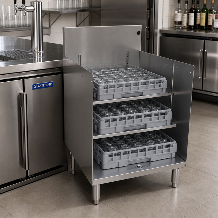 Product image #2 for Glastender Underbar Glass Rack Storage Unit, 24-Inch Wide, Open Top, Open Front Base