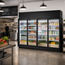 Thumbnail image #2 for True 4-Door 4-Section Medium Temperature Glass Door Refrigerated Merchandiser, Self-Contained, Black Exterior/White Interior, 154.4 Cu. Ft.