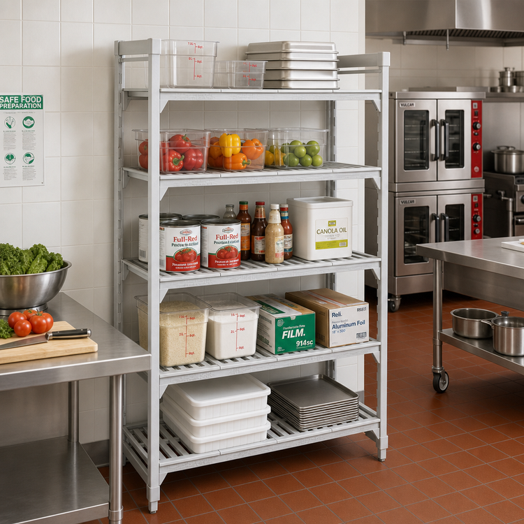 Product image #3 for Cambro Camshelving Premium 5-Shelf Vented Stationary Starter Polymer Shelving Unit, 54 x 18 x 84 Inches