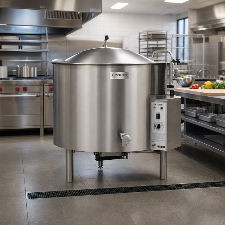 Product image #2 for Legion Low-Rim 100-Gallon Gas-Fired Self-Contained Stationary Kettle with 304 Stainless Steel Liner